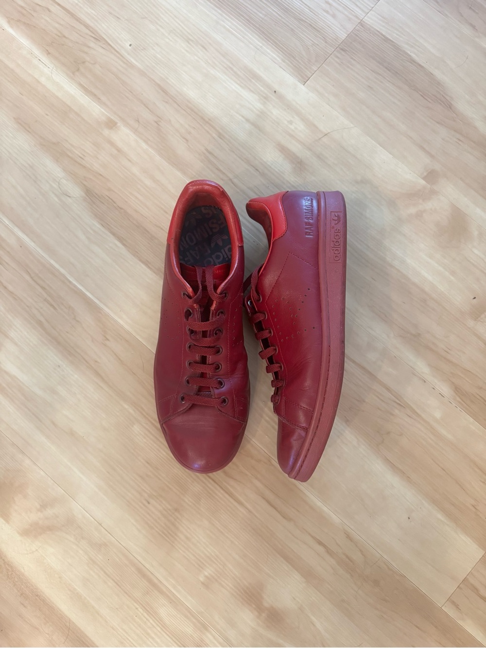 Raf Simons x Adidas Stan Smith Red Leather Sneakers Size 11
